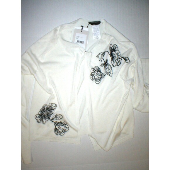 New NWT $395 Womens Max Mara Marina Rinaldi Cardigan Sweater M White Black Italy - Picture 4 of 12